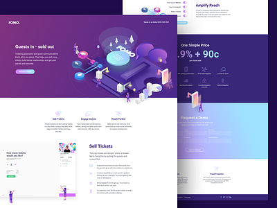 FOMO - New Website events gradient illustration isometric landing page start up tickets ui web design ux website
