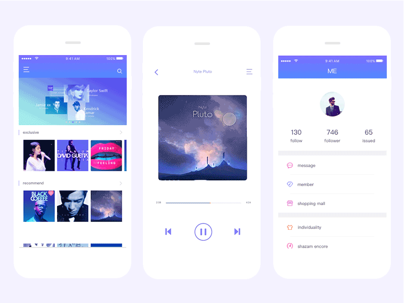 Student work －Yuanchengqian app dayu gif ios iphone music ui
