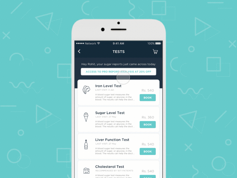 Health App UI animation app clinic health interaction ios medicine tests ui