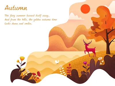 Autumn autumn deer flower gold leaves orange