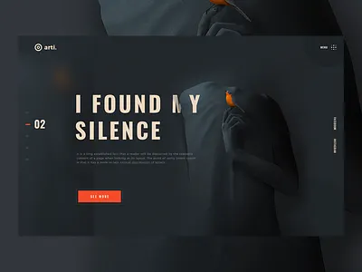 Arti art black color dark landing main ui userinterface ux web