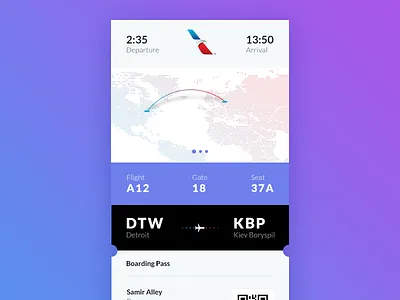 Daily UI #024 - Boarding Pass + Free PSD boarding pass cards daily ui flat freebie freebies icons psd ui