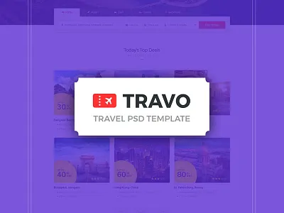 Travo - Hotel Booking & Travel PSD Template holiday island package park plane retina retina ready sea tour travel travo trip