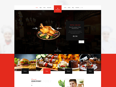 Nutriment - Restaurant / Cafe / Food Bootstrap PSD Template bar beverages cafe cooking delicious desert food kitchen modern nutriment