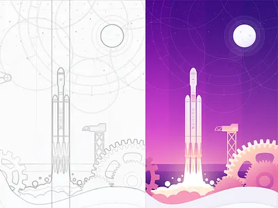 Work in progress 2d illustration rocket technology