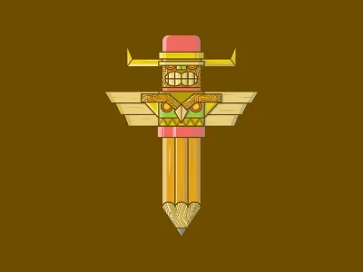 Totem of creation pencil t shirt tees totem tribal wooden