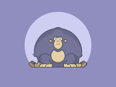 Simple Gorilla animal chilling confused gorilla illustration line art
