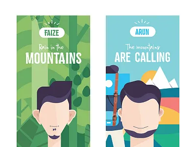 Travel Card adventures backpack character color design flat high mountains illustration design journey travel trip vector