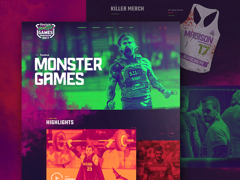 The Monster Games dead zombie gym ecommerce halloween horror fitness mocktober monster nike workout reebok game website scary crossfit spooky vampire sport landing vibrant devil athlete
