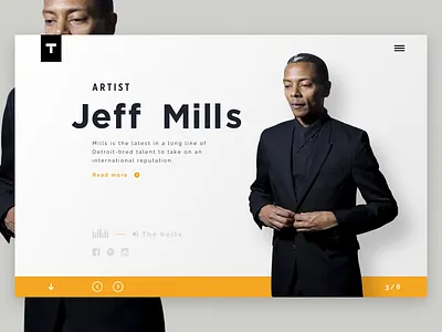 Techno artist - Jeff Mills artist clean header jeff mills minimal music techno ui ux