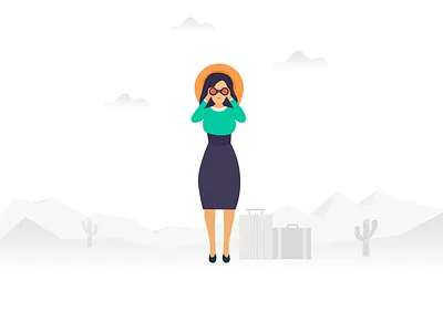 404 binocular design empty state error page flat girl illustration not found travel ui