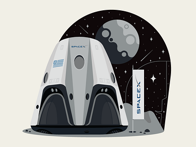 SpaceX / Dragon astronaut dragon earth flag icon illustration machine mars planet spaceshuttle spacex vector