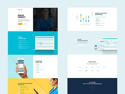health startup website blue colors design digital gradient landing shadow ui ux website yellow