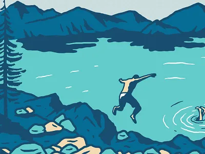 Crater Lake National Park crater lake illustration national park sendero