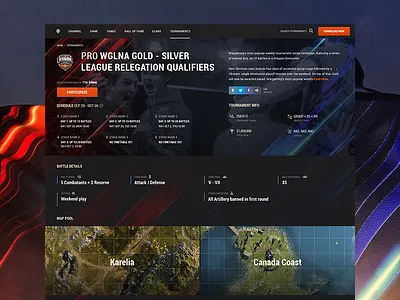 World of Tanks: Tournaments design design system interface portal tanks tournament ui ux wargaming website world of tanks wot