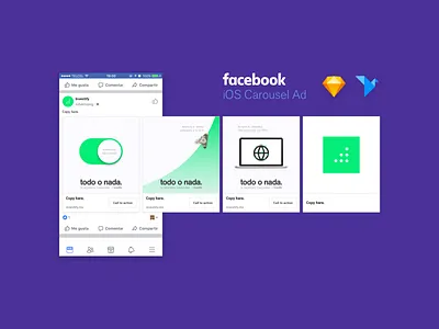 iOS Facebook Carousel Ad Mockup ad autopilot facebook investify investment mockup origami sketch