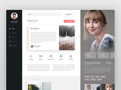Yosemite Guide app card chart clean dash dashboard layout responsive ui ux web website