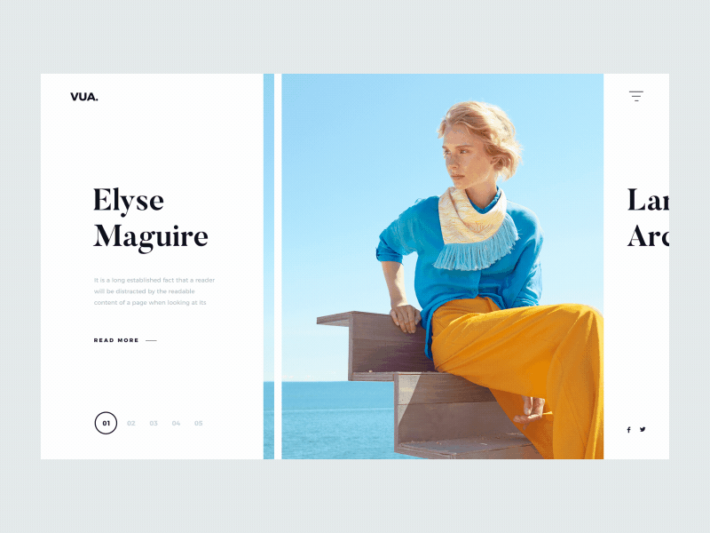 Vua. clean design fashion landing model ui ux web website