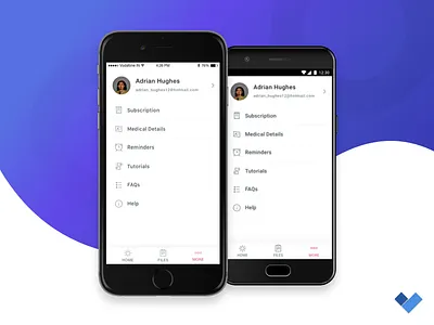 Additional Menu on DocTalk Patient Application android app faqs help ios iphone medical profile reminders subscription tutorials user