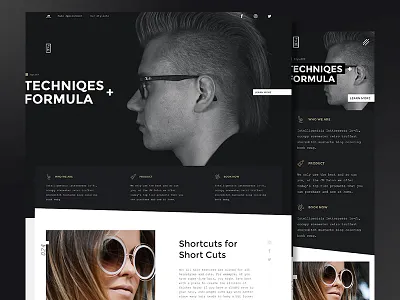 JM Salon Home / Landing Page 2 app clean dark light mobile modern salon sketchapp tech web