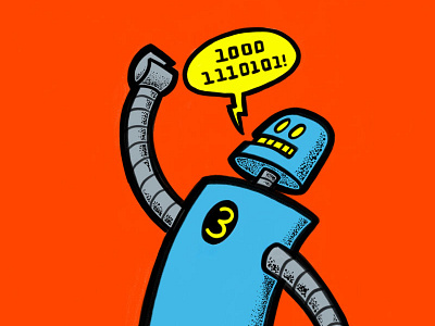 Why!??! binary ipad orange procreate robot stipple