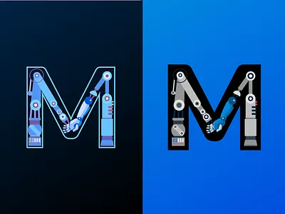 Robotic Letter M ai artificial intelligence flat future futuristic hand industrial letter m robotic robots word