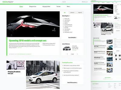 Green Car Reports electric car ev graphic design grid interaction design ui user experience user interface web design website