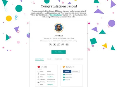 Talent Card | Digital CV | Talent Deck congratulations cv profile resume talent card