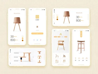 Simple chair mall modern minimalist style simple ui ux wood