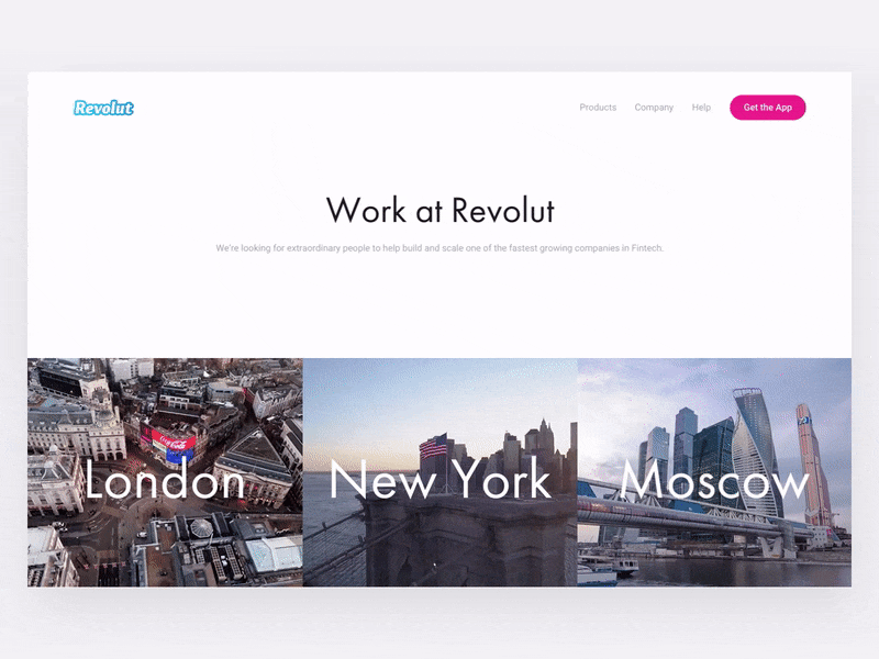 Careers — Revolut Website animation careers clean gif interaction design job job page minimal principle ui webdesign website
