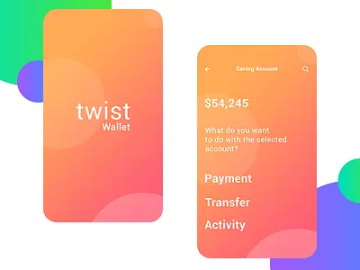 twist wallet app activity app bank gradient ios payment transfer wallet