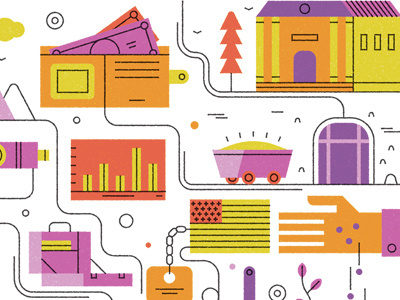 Investment business corporate design editorial flat graphic illustration invest line simple texture vector