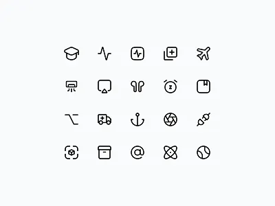 Icon names starting with A design icon iconography icons minimal saas ui web design