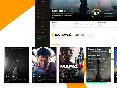 New personalized dashboard - Partis Redesign cards dashboard games movies torrent ui ux