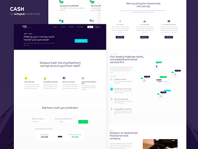 Octopus Cash - Landing Page bank blue cash financial fintech minimal product product design white