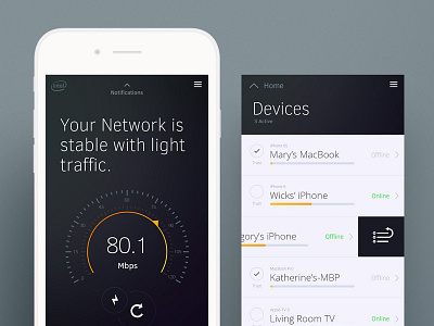 Intel® Freestyle clean dark dashboard design intel interface network