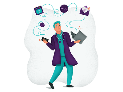 Distractions chaos character distractions doctor healthcare illustration illustrator medic