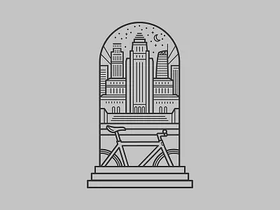 Pure Cycles Doorway Sticker - DTLA badge bicycle bike branding fixed gear illustrator line art logo pure cycles pure fix sticker vector