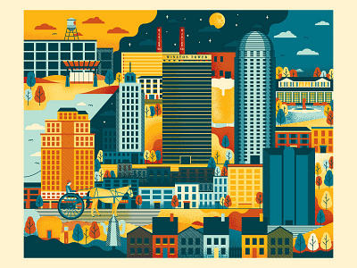Winston Salem buildings city illustration nc north carolina skyline winston salem ws