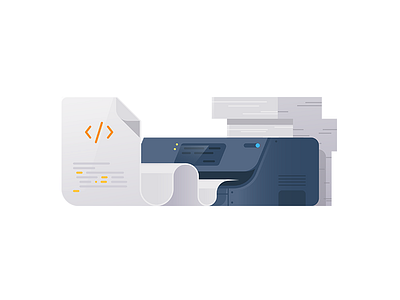 Printer code gradient icon illustration minimal mobile paper printer vector web