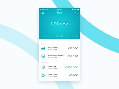 N26 Overview app banking fintec interface ios iphone mobile ui ux