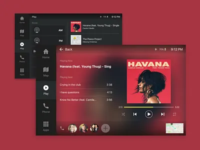 Car Dashboard - Audio album audio car concept dashboard design player red ui design