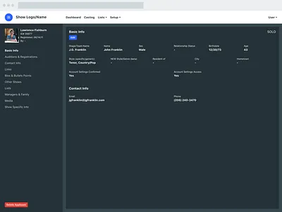 Web Platform Profile - Dark dashboard form platform profile web