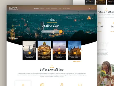 Lviv City Guide: Landing Page Concept adventure city concept landing layout lviv minimal travel typography