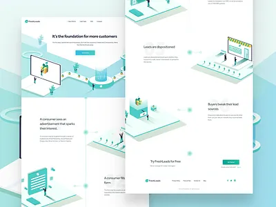 Freshleads - How It Works freshleads gradients how it works illustrations isometric website