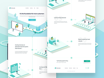 Freshleads - How It Works freshleads gradients how it works illustrations isometric website