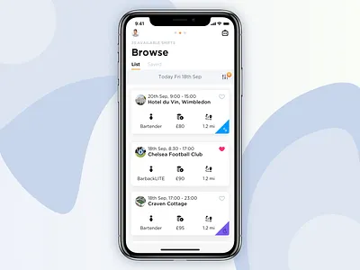 Rota list view app app store browse hospitality ios ios11 iphone x iphone10 iphonex london member rota