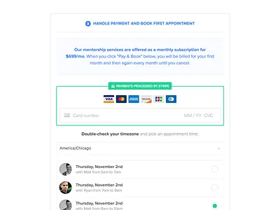 New Signup Page for Clever Beagle appointments credit card form onboarding payments signup stripe