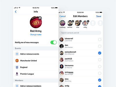Chat Settings change chat contacts edit list members messages nudds settings sport upload users