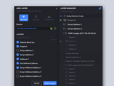 Layer Manager View dashboard data gis information interaction layer map uav ui ux web